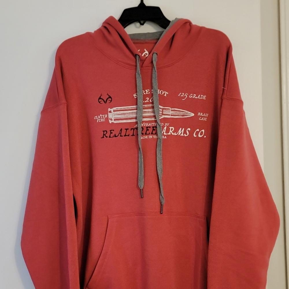 Real Tree Hoodie Orange Logo Bullet Arms Sweatshirt Mens Size XL